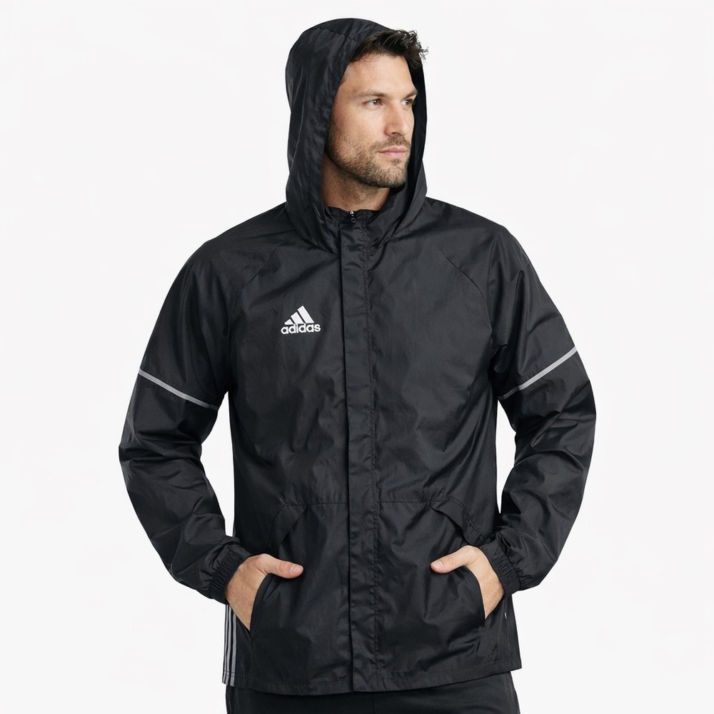Adidas Condivo 16 Windbreaker Jacket Mens 2XL Black Hooded‎ 2XL Soccer Rain Coat